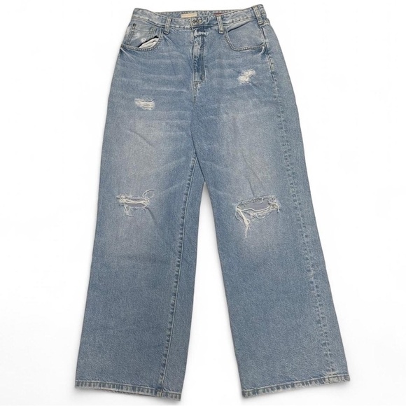 Pilcro Denim - Pilcro Anthropologie Jeans Womens Size 30 Blue Wide Leg High Rise Distressed